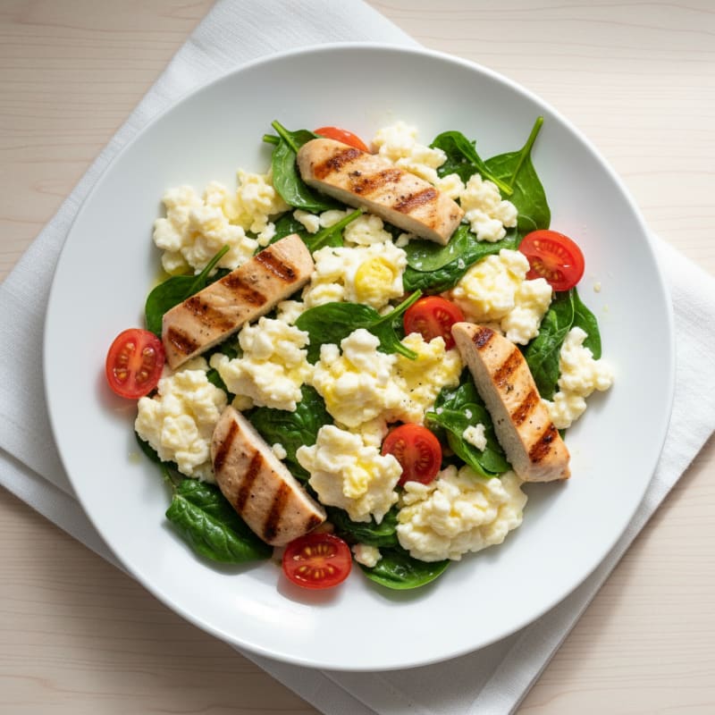 Egg White Scramble with Spinach and Grilled Chicken