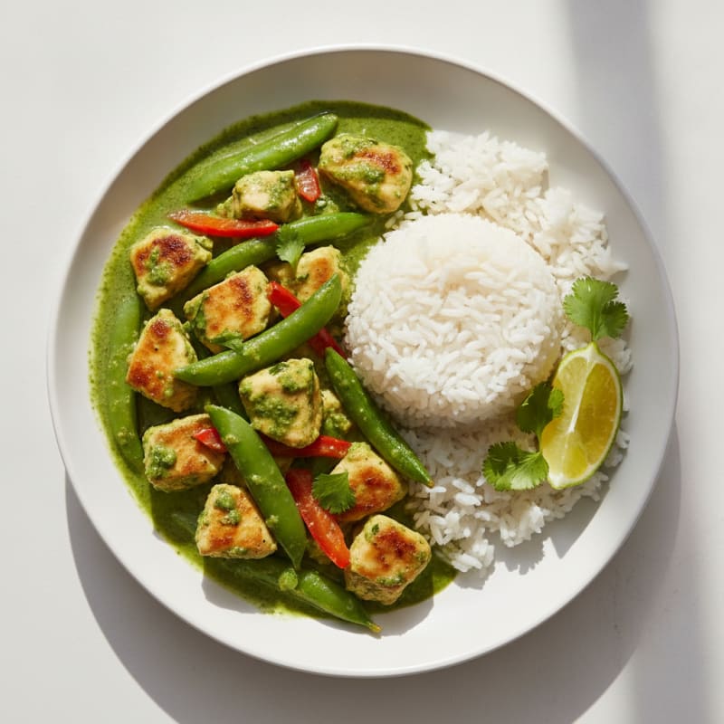 Green Curry Chicken with Coconut Rice
