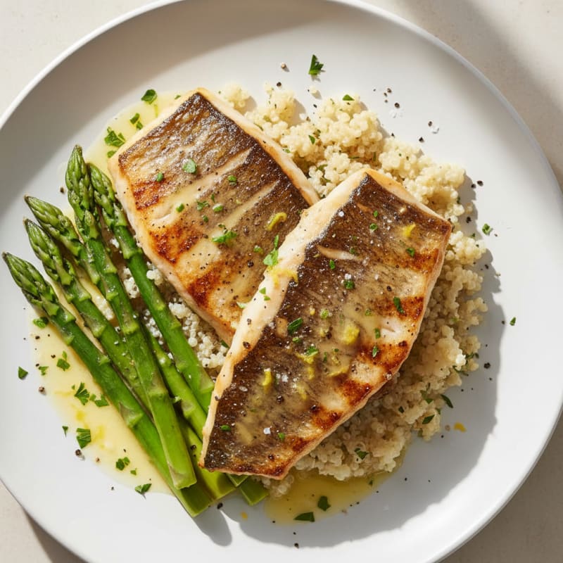 Pan-Seared Branzino with Lemon-Herb Sauce