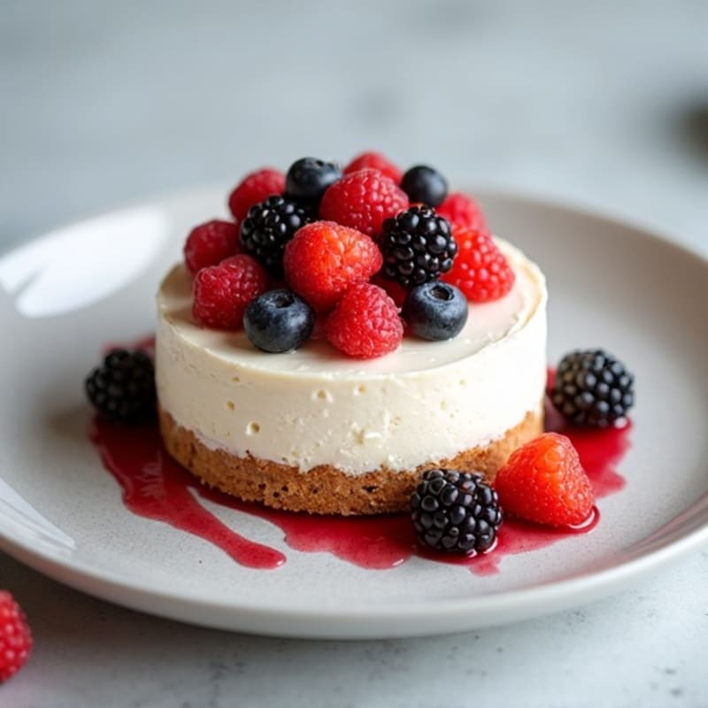 Greek Yogurt Protein Cheesecake with Mixed Berries