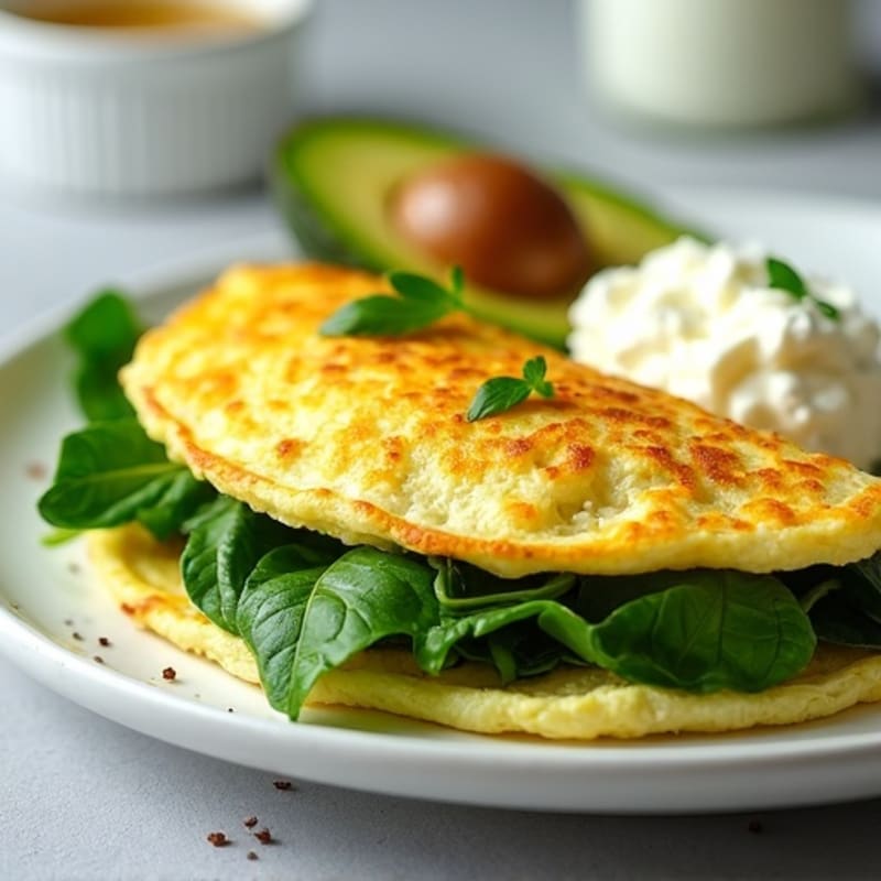 Egg White Spinach Omelette with Cottage Cheese and Avocado