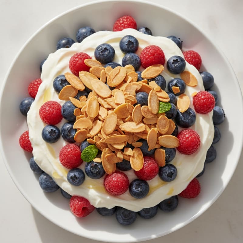 Greek Yogurt Protein Parfait with Berries and Almonds