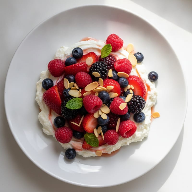 Silky Greek Yogurt Protein Pudding with Mixed Berries