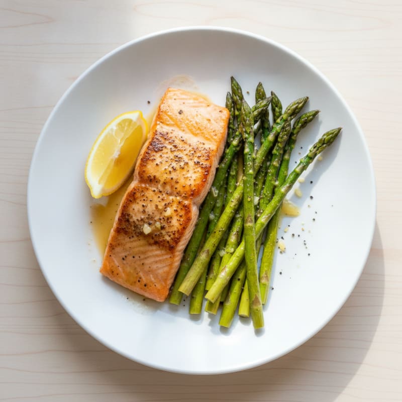 Pan-Seared Salmon with Roasted Asparagus