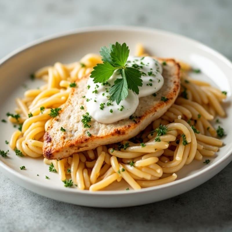 Creamy Garlic Herb Chicken Whole Wheat Pasta