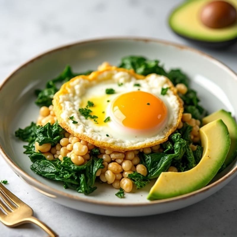 Egg White Spinach Scramble with Cottage Cheese and Sliced Turkey