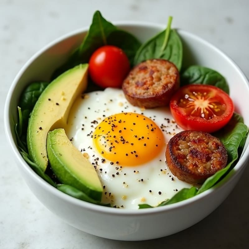 Fluffy Egg White Breakfast Bowl with Turkey Sausage