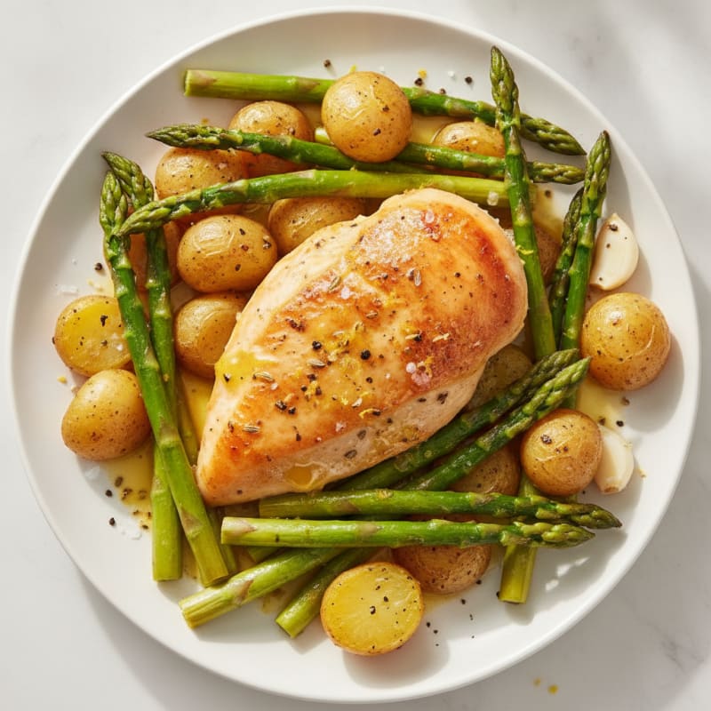 Lemon-Herb Roasted Chicken with Asparagus