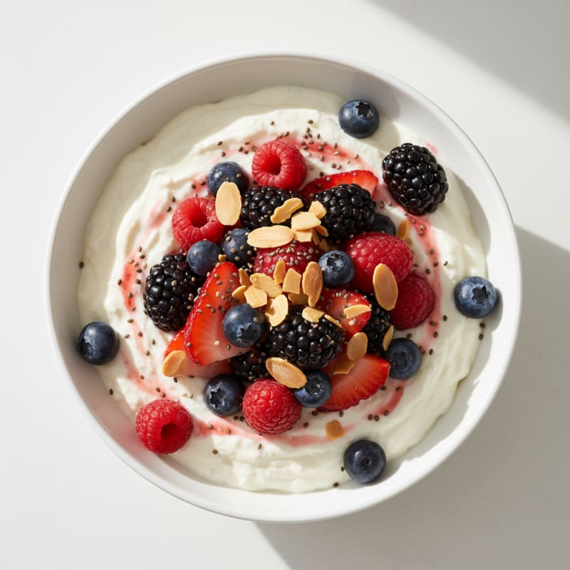 Silky Greek Yogurt Protein Pudding with Mixed Berries