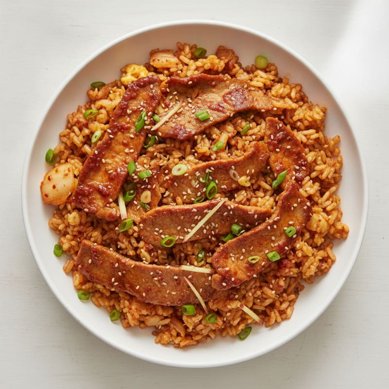 Spicy Gochujang Pork with Kimchi Fried Rice