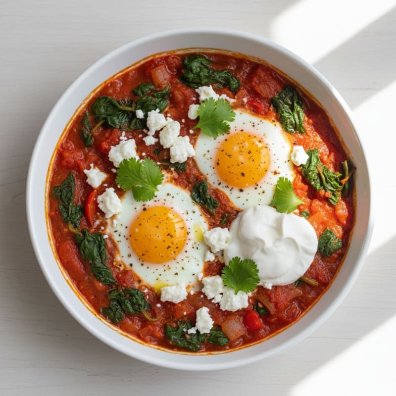 Baked Egg and Spinach Shakshuka
