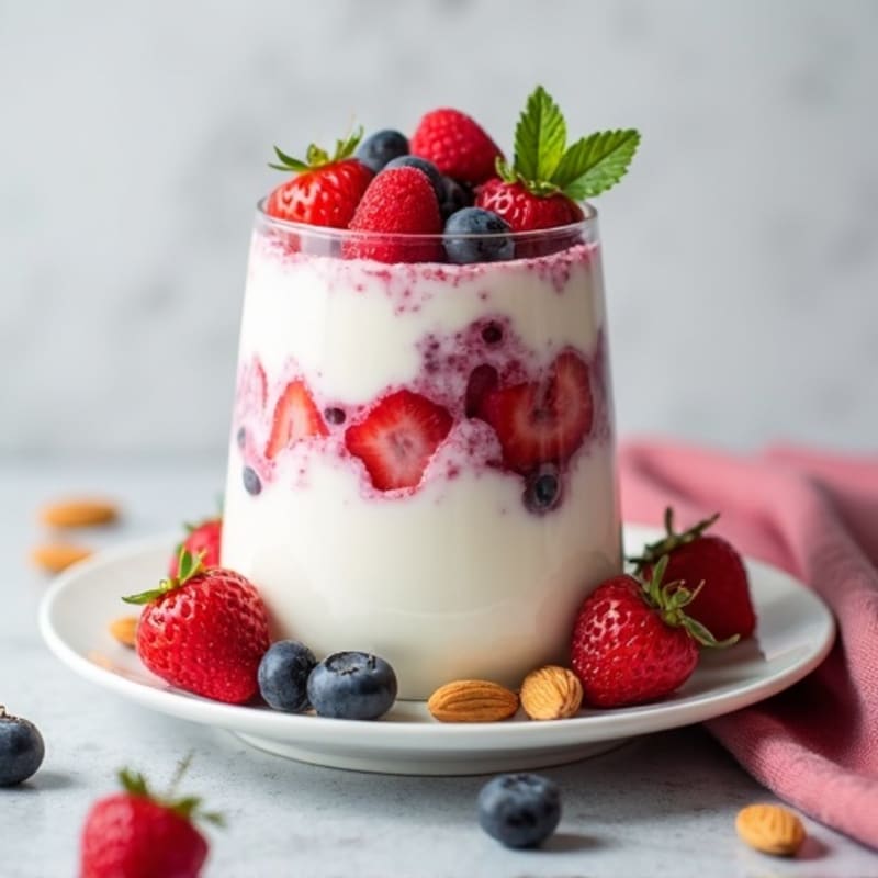 Greek Yogurt Protein Parfait with Mixed Berries and Almonds