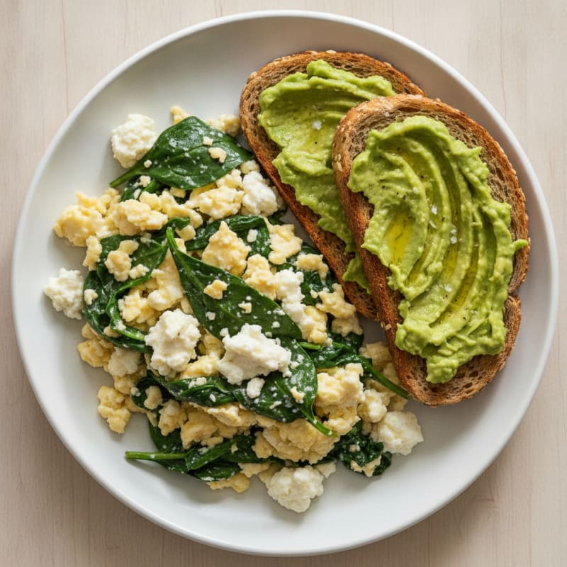 Egg White and Spinach Scramble with Cottage Cheese