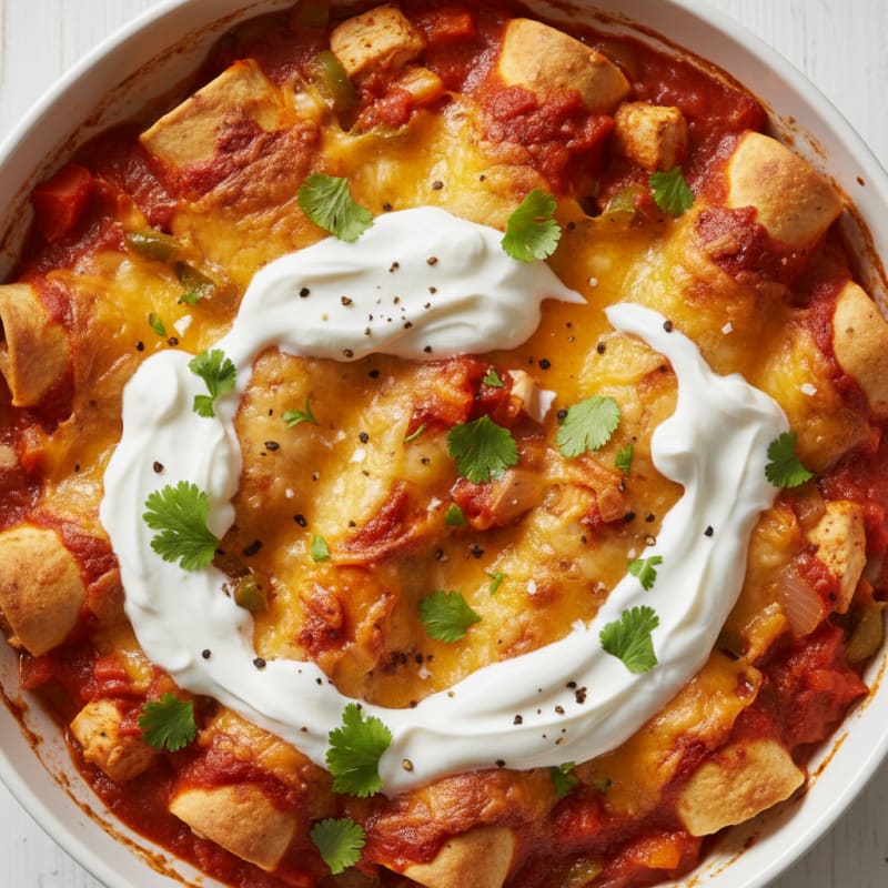 Creamy Chicken Enchilada Bake