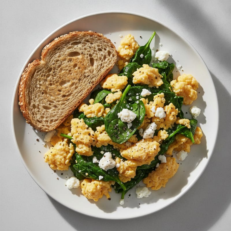 High-Protein Spinach and Feta Scramble