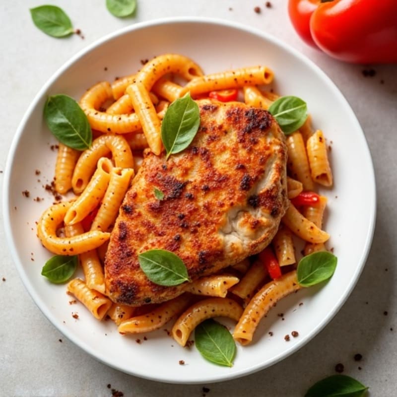 Healthy Spicy Paprika Chicken Pasta with Bell Peppers
