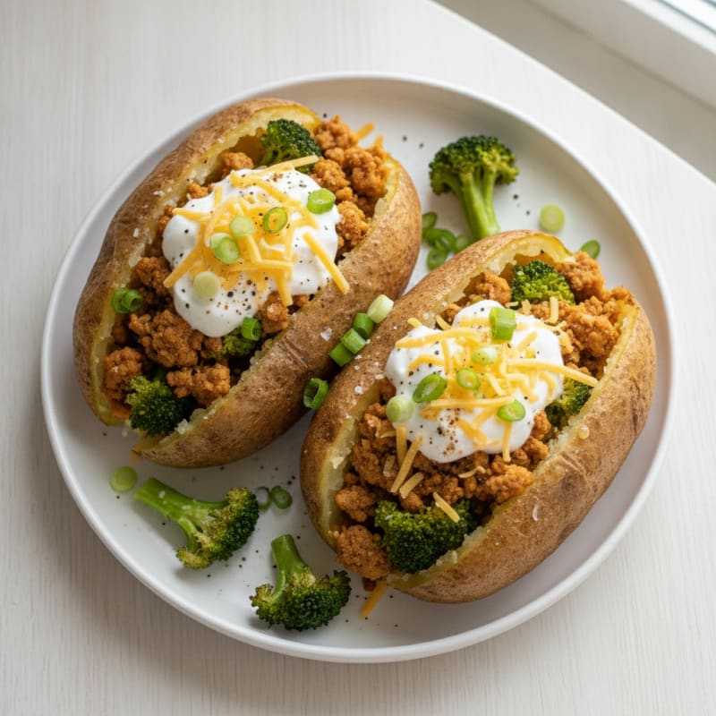 Hearty Loaded Baked Potatoes with Savory Toppings