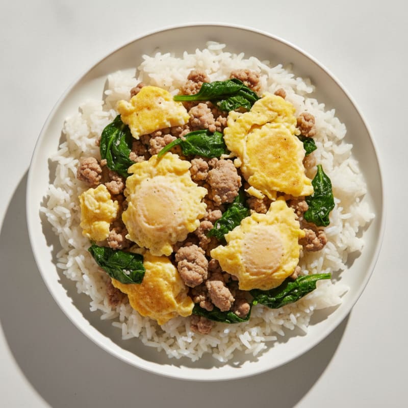 Scrambled Eggs with Ground Turkey and Spinach
