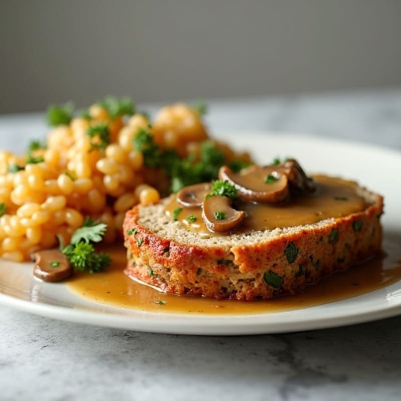 Herb-Seasoned Turkey Meatloaf with Mushroom Gravy