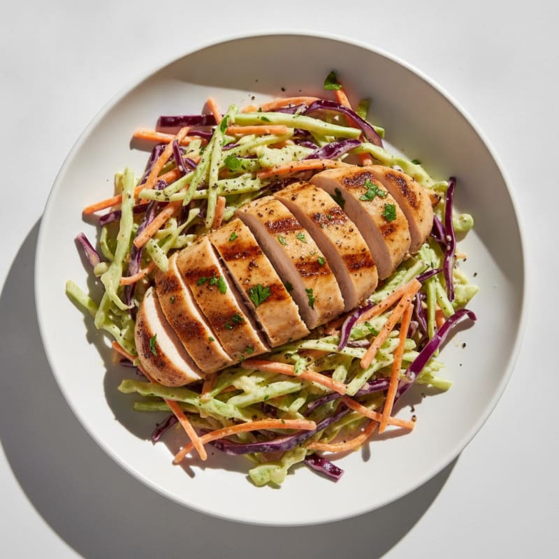 Grilled Chicken Breast with Crunchy Cabbage Slaw