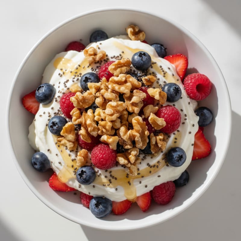Creamy Greek Yogurt Parfait with Mixed Berries and Chia Seeds