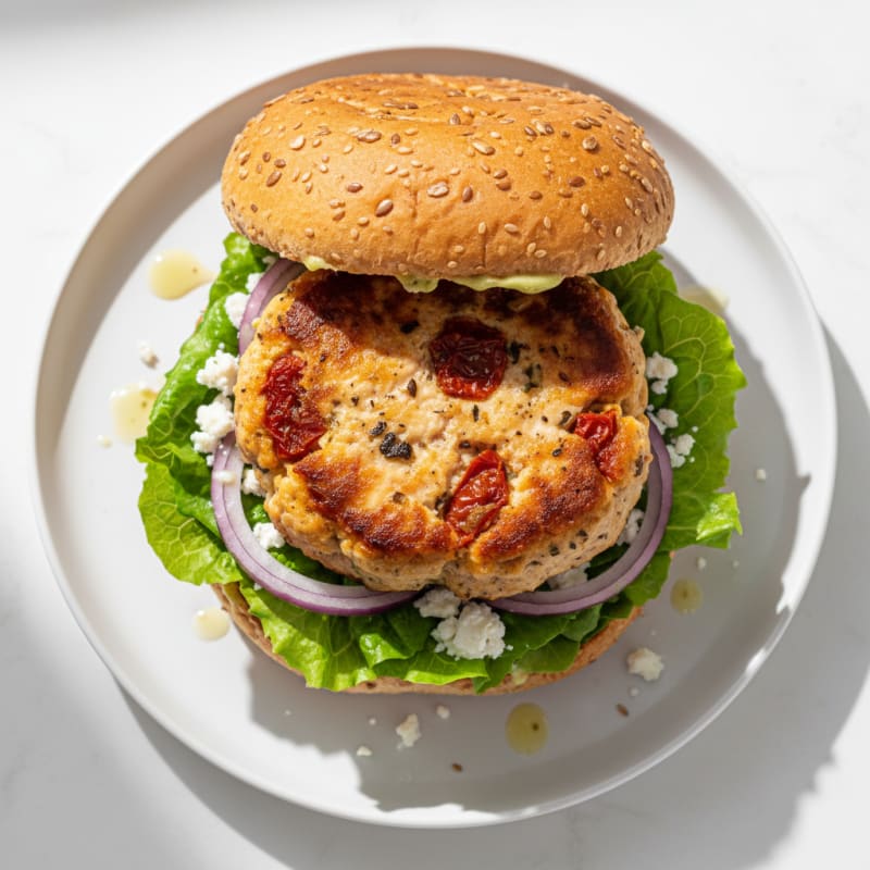 Ground Chicken Burger with Sundried Tomato
