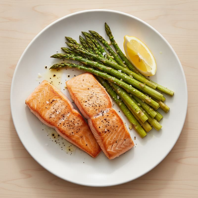 Pan-Seared Salmon with Roasted Asparagus