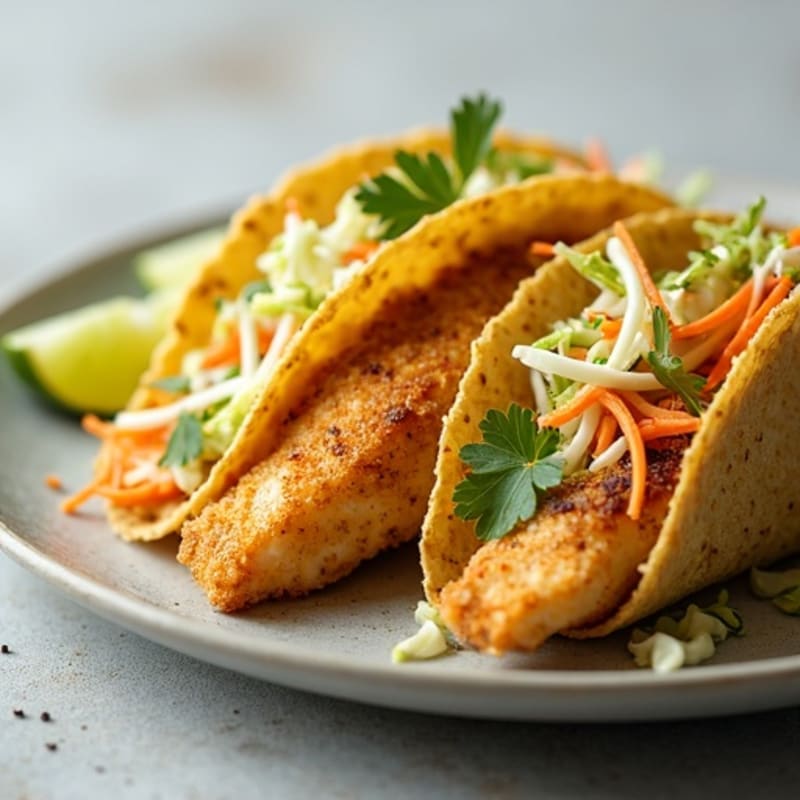 Crispy Baked Fish Tacos with Fresh Cabbage Slaw