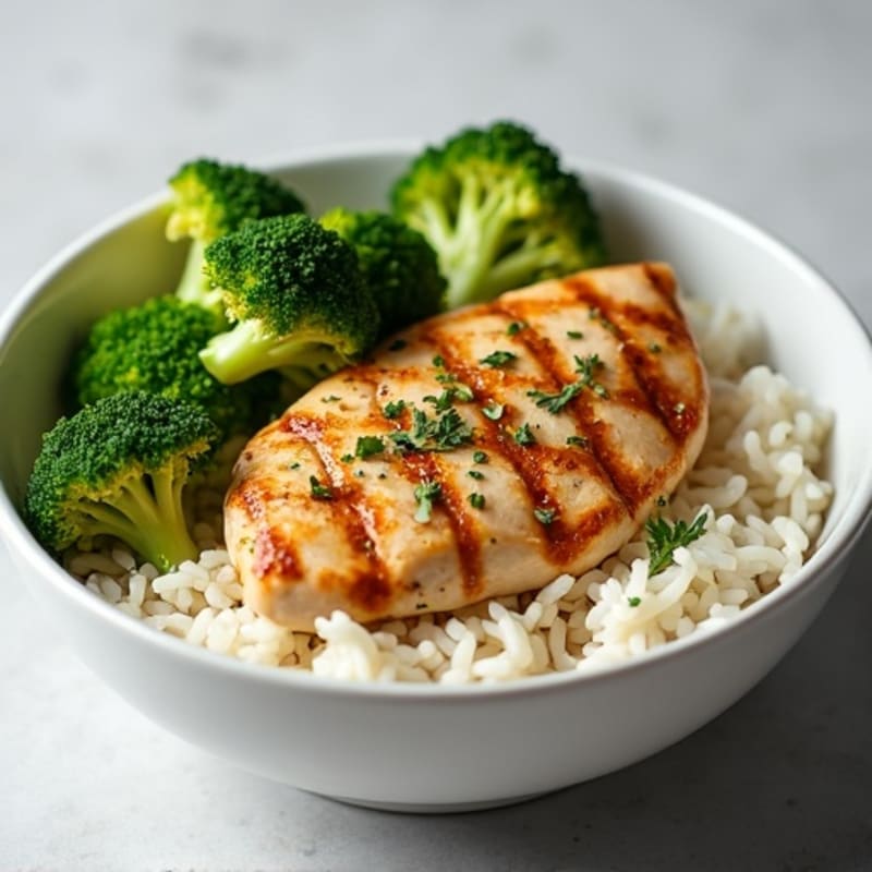 Grilled Chicken Rice Bowl with Roasted Broccoli