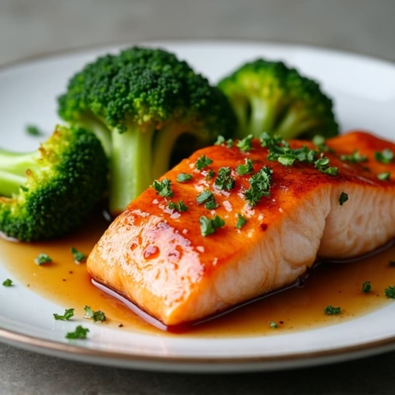 Pan-Seared Teriyaki Glazed Salmon with Roasted Broccoli