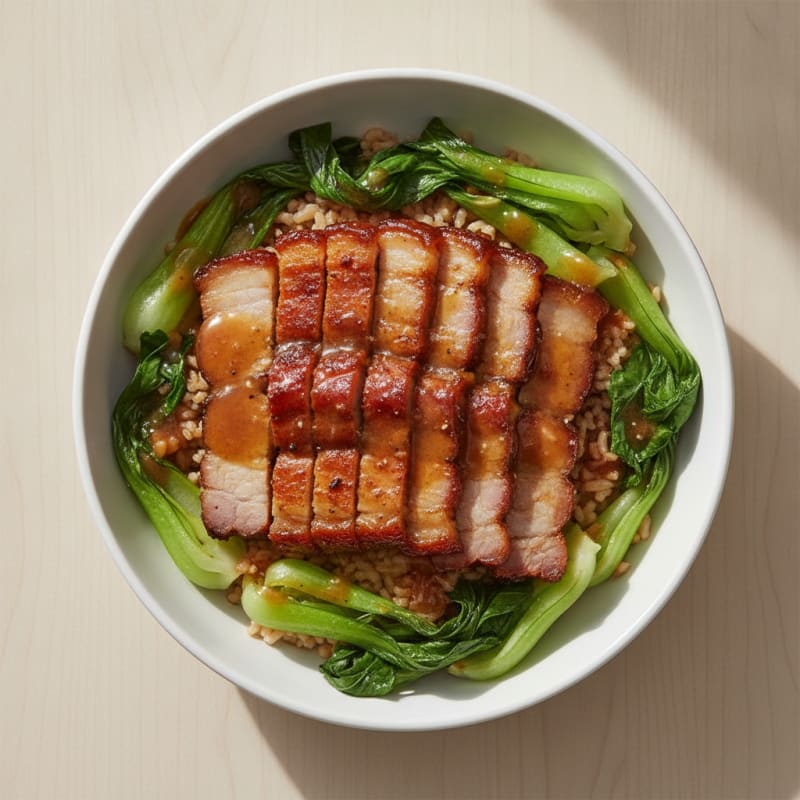 Honey-Garlic Char Siu Pork with Bok Choy