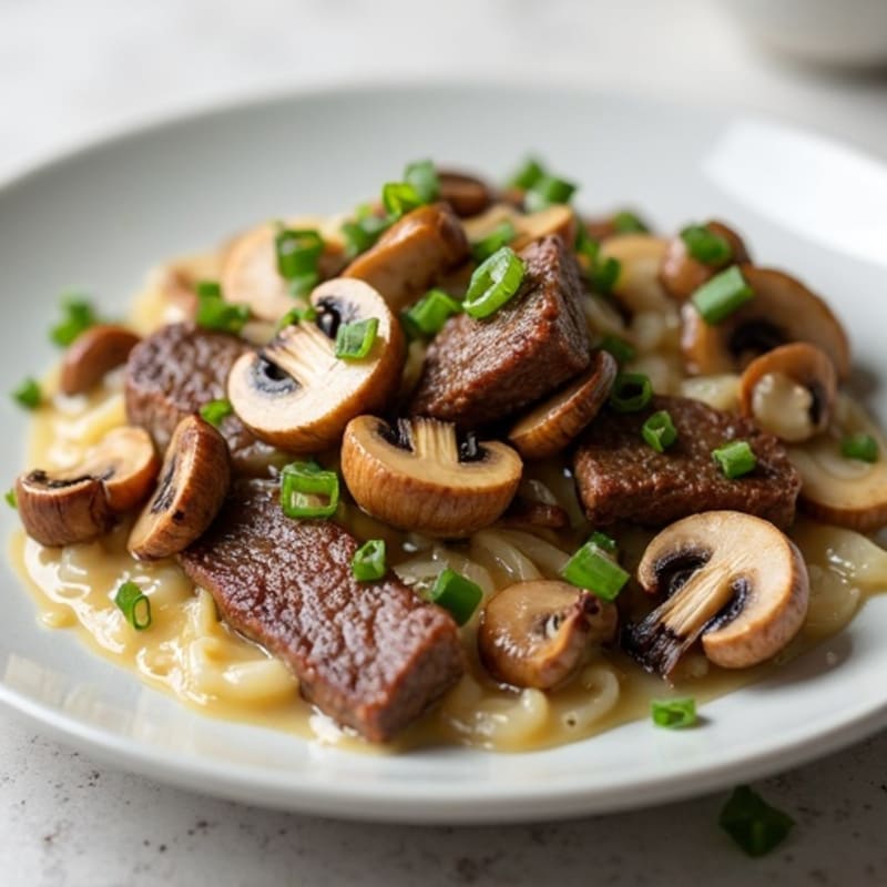 Lean Beef Strips with Creamy Mushroom Sauce