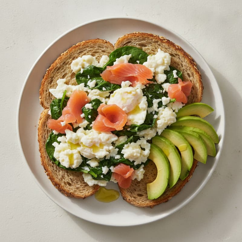 Scrambled Egg Whites with Sautéed Spinach and Smoked Salmon