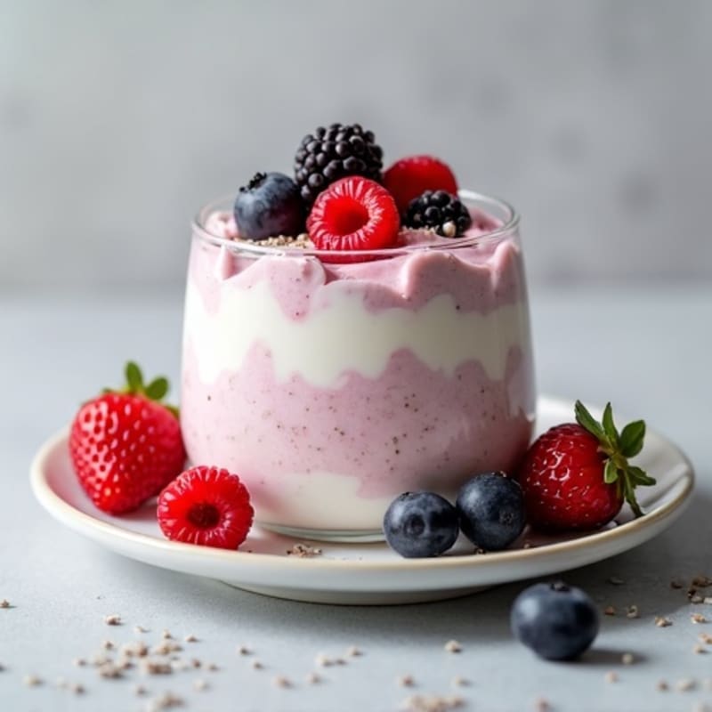 Greek Yogurt Protein Mousse with Mixed Berries