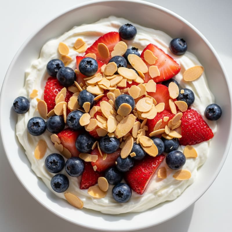 Creamy Greek Yogurt Protein Bowl with Mixed Berries and Almonds