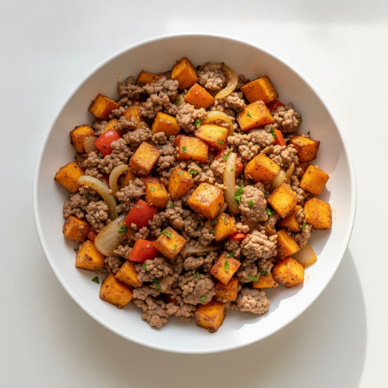 Ground Beef and Sweet Potato Hash