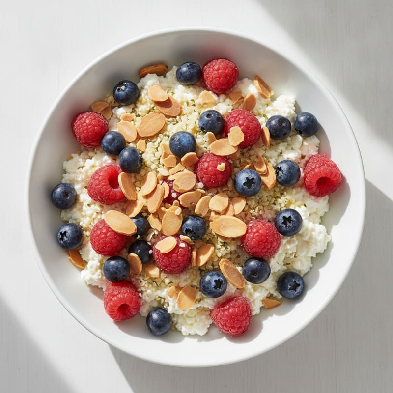 Cottage Cheese and Berry Protein Bowl with Toasted Almonds