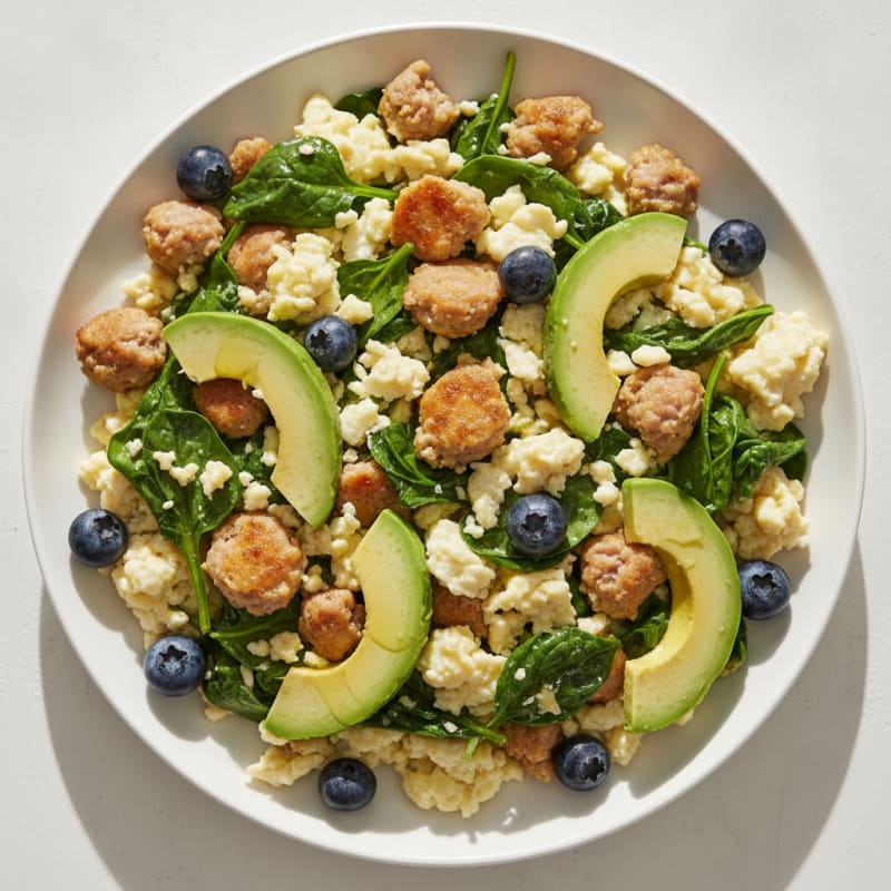 Egg White and Turkey Sausage Scramble with Spinach