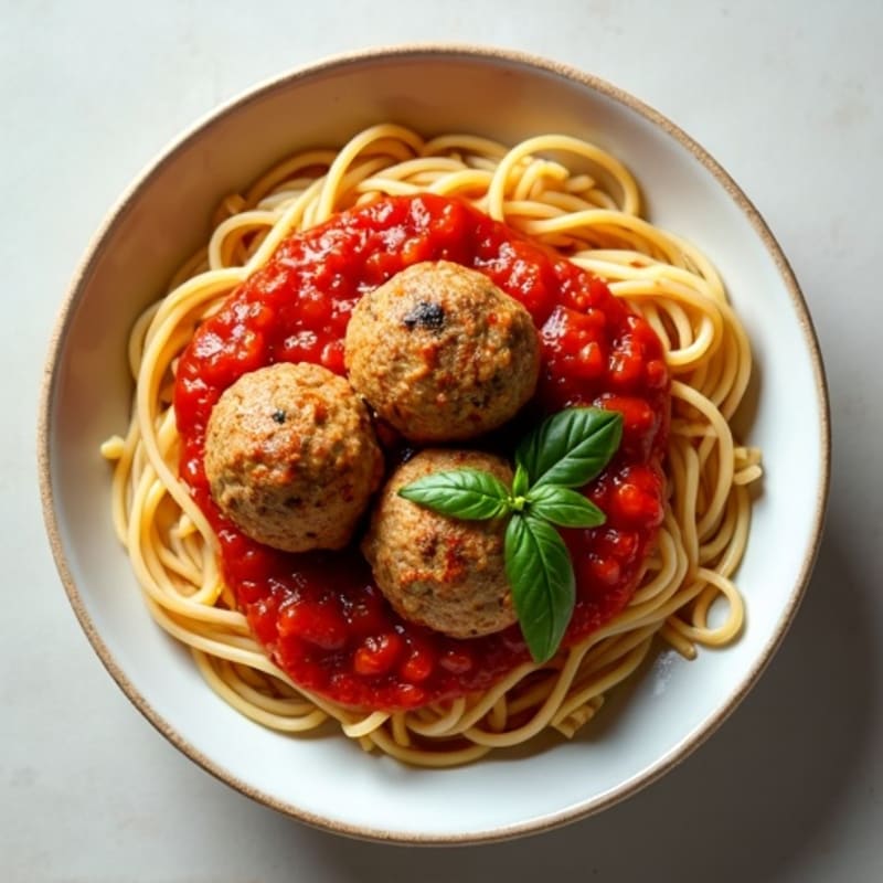 Hearty Lean Turkey Meatballs with Whole Wheat Spaghetti and Fresh Tomato Sauce