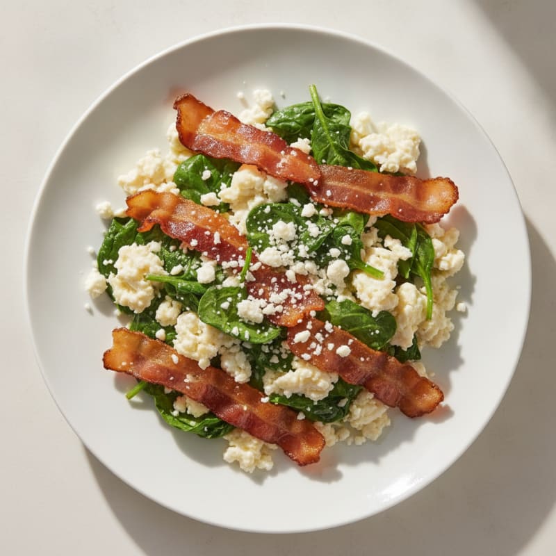Egg White Scramble with Spinach and Turkey Bacon