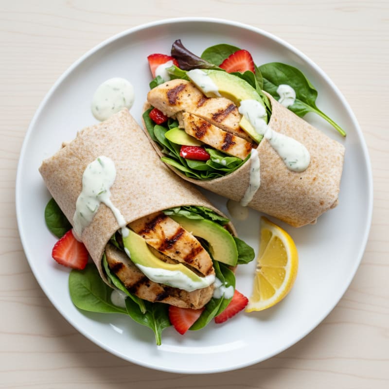 Grilled Chicken and Avocado Salad Wrap