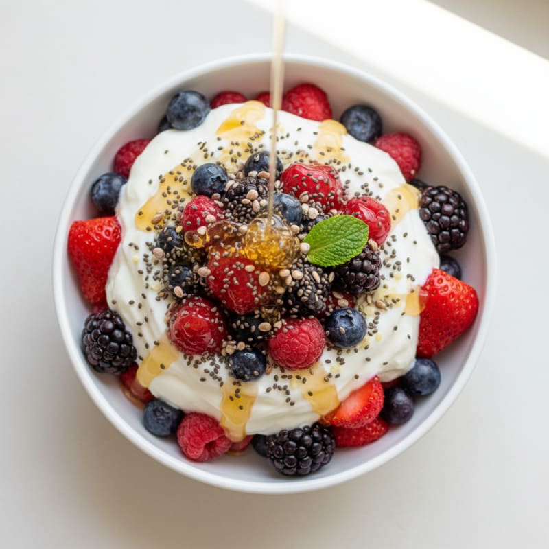 Creamy Greek Yogurt Parfait with Mixed Berries and Chia Seeds