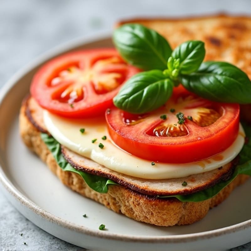 Grilled Mozzarella Tomato Sandwich with Fresh Basil