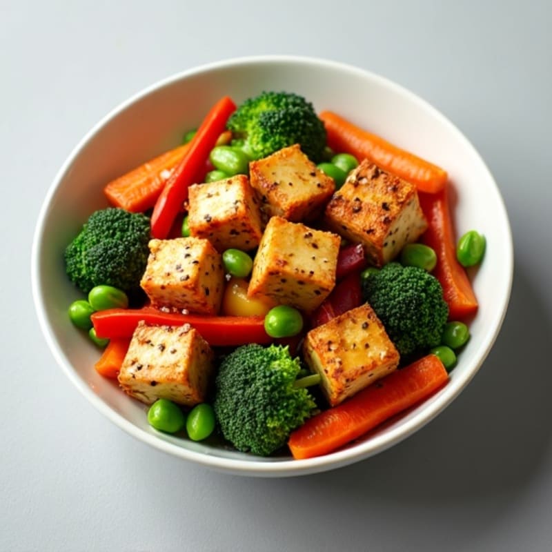 Crispy Sesame Tofu and Fresh Vegetable Stir-Fry