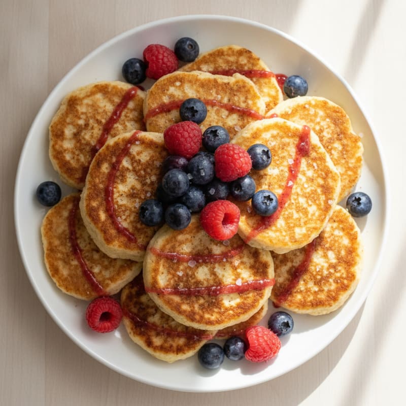 Fluffy Cottage Cheese Pancakes with Berries