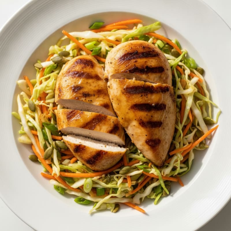Grilled Chicken Breast with Crunchy Cabbage Slaw
