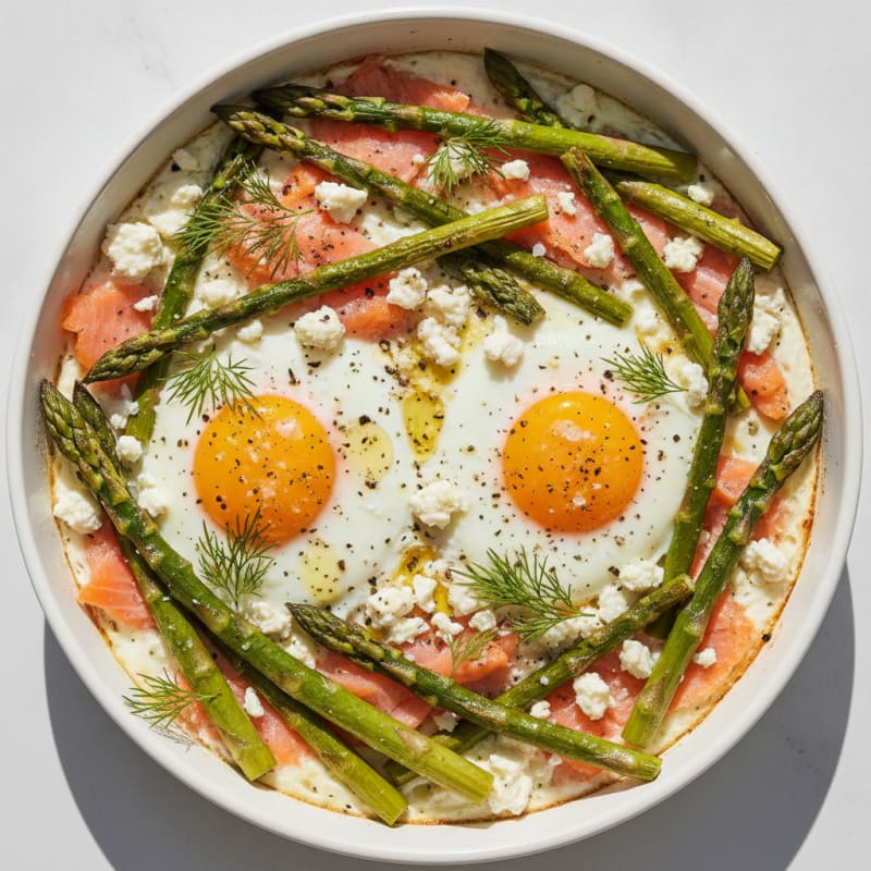Baked Eggs with Roasted Asparagus