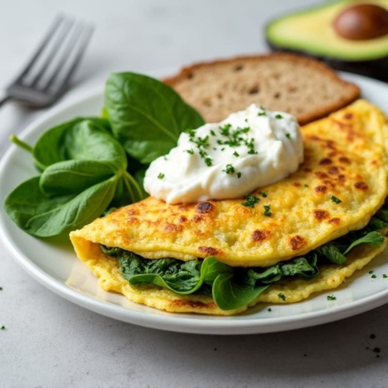 Egg White Spinach Omelette with Cottage Cheese