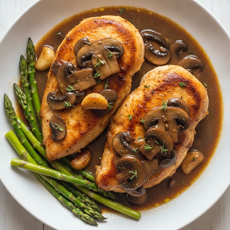 Mushroom Chicken with Garlic Herb Sauce