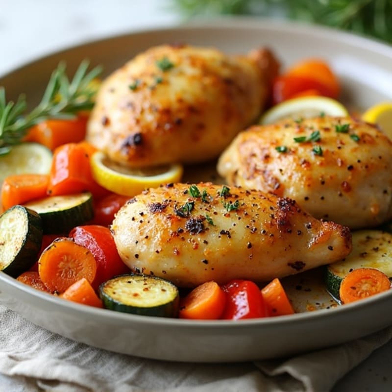 Lemon Herb Roasted Chicken with Crispy Roasted Vegetables